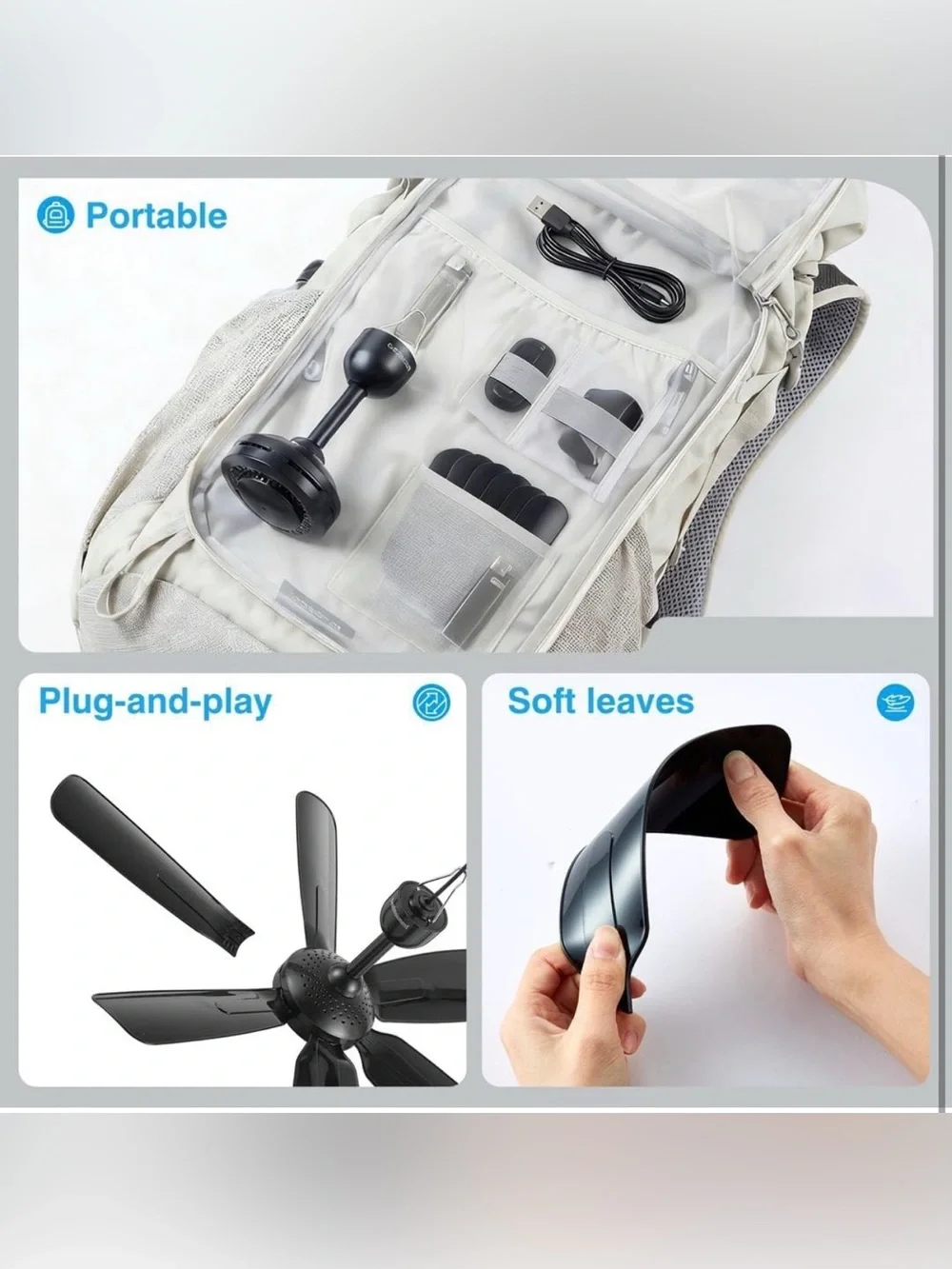 New small portable ceiling fan USB air cooler fan rooms kitchen